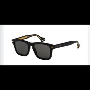 New GUCCI GG0910S 001 53mm Black Gold Inlay Sunglasses Italy Unisex